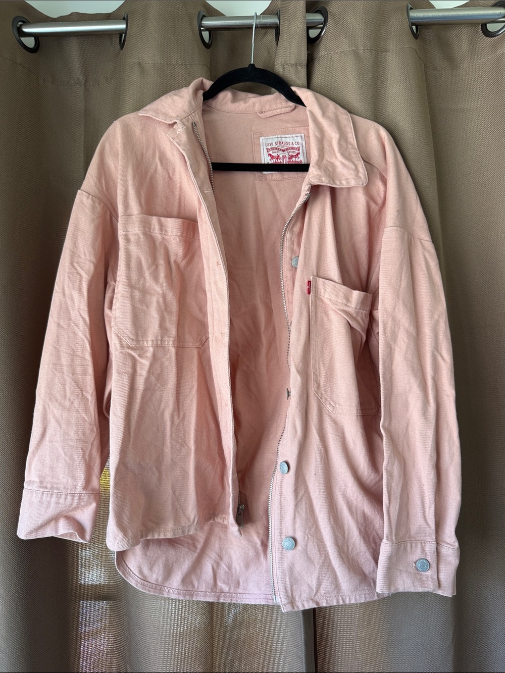Levi's Light Pink Casual Button-Down Work Shirt Jacket